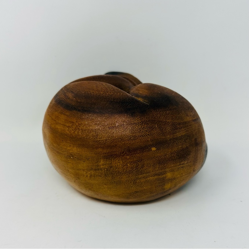 Handcrafted Wooden Sleeping Cat Sculpture Doorstop Siamese Brown Black Heavy - Picture 6 of 11